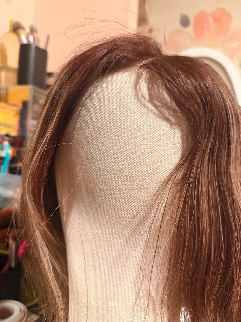Human Hair Chestnut Brown Short Women's Wig with Blonde Highlights
